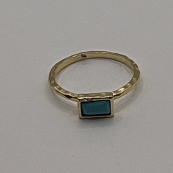 Jewelry - Gold Stackable Ring with Turquoise Stone 7.25